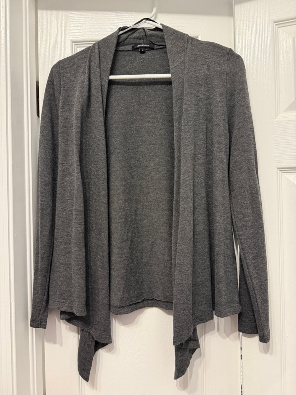 Ambiance Gray Open-Front Lightweight Draped Cardigan
